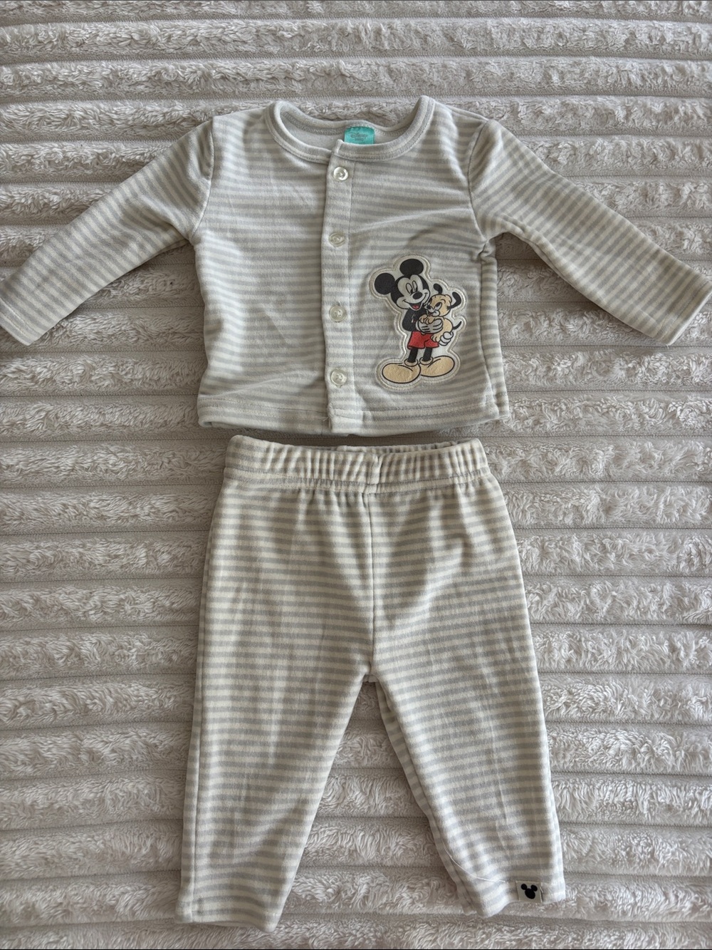 Disney Gray Striped Mickey Mouse Pajama Set